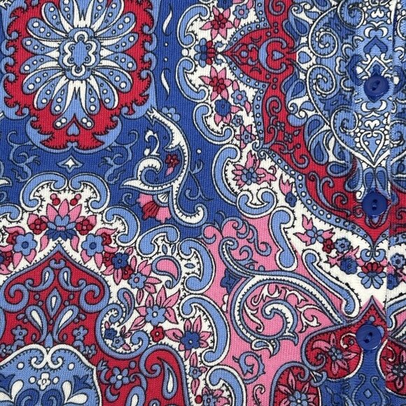 Talbots Cardigan Sweater 2X Lightweight Button Geometric Scrolls Office Church - Picture 5 of 13